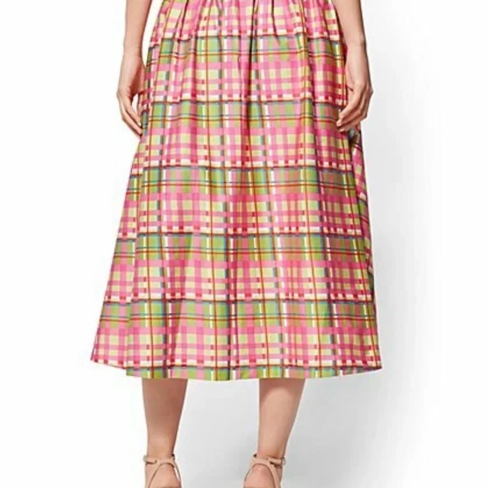 New York & Company 7th Avenue Design Studio Retro Cotton Plaid Skirt Size 14